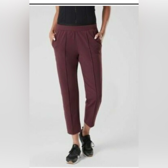 Athleta Pants - Athleta Venice Pintuck Pants Crop Ankle Pockets Antique Burgundy Wine Medium